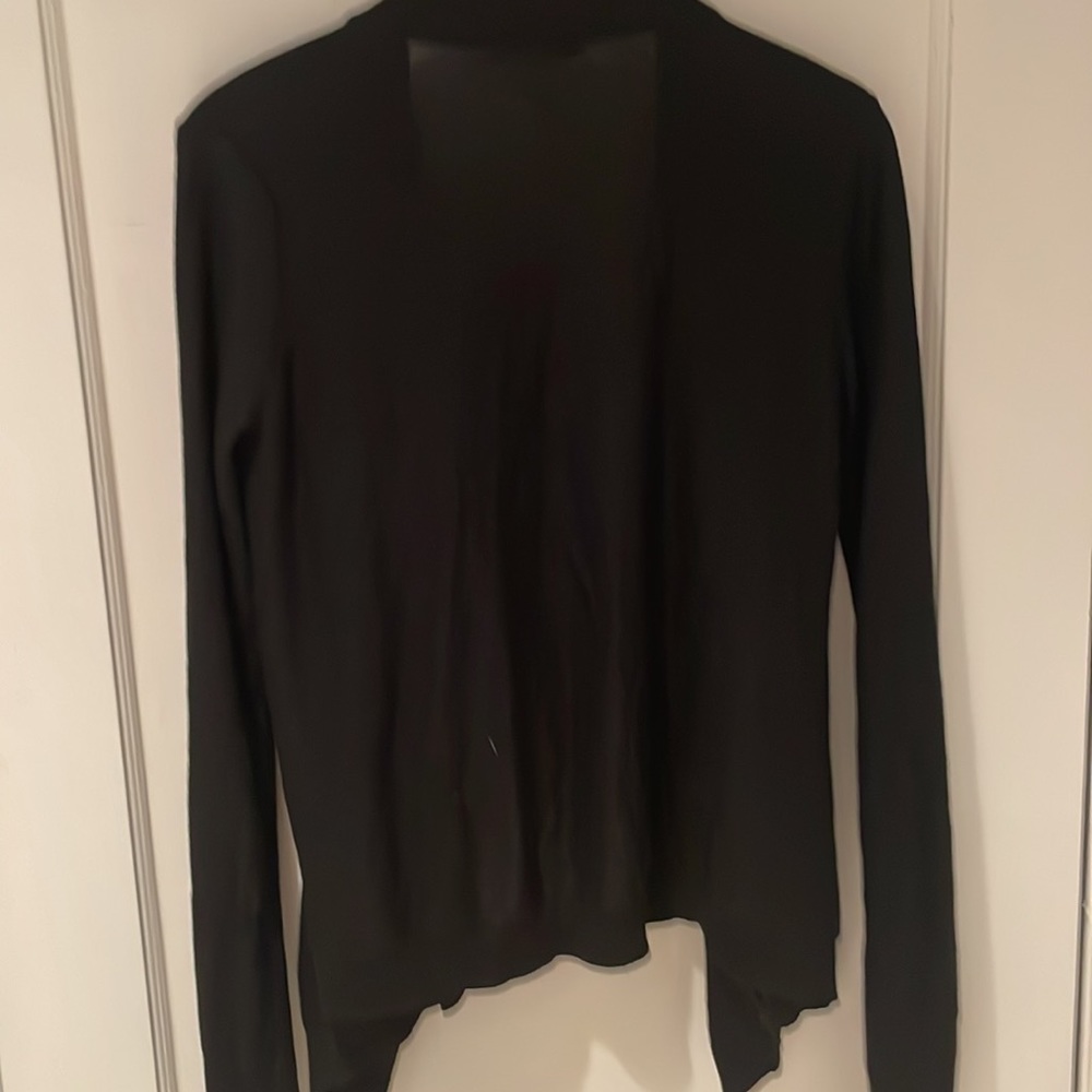 Open front black cardigan sweater with rib detail size large Givenchy paris - Picture 6 of 6